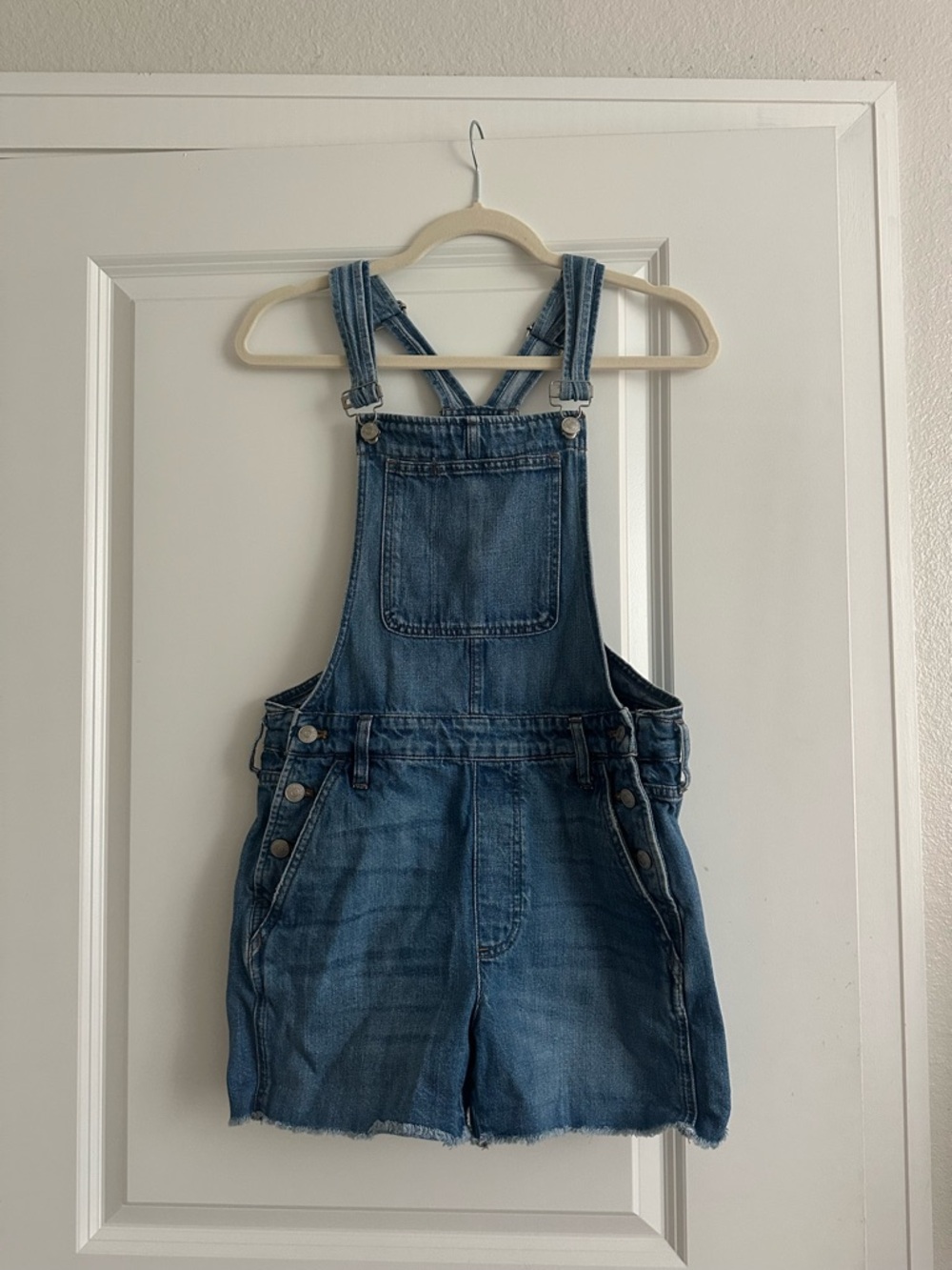 Madewell Light Blue Denim Short Overalls
